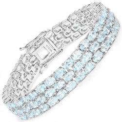 25.25 Carat Genuine Blue Topaz .925 Sterling Silver Bracelet