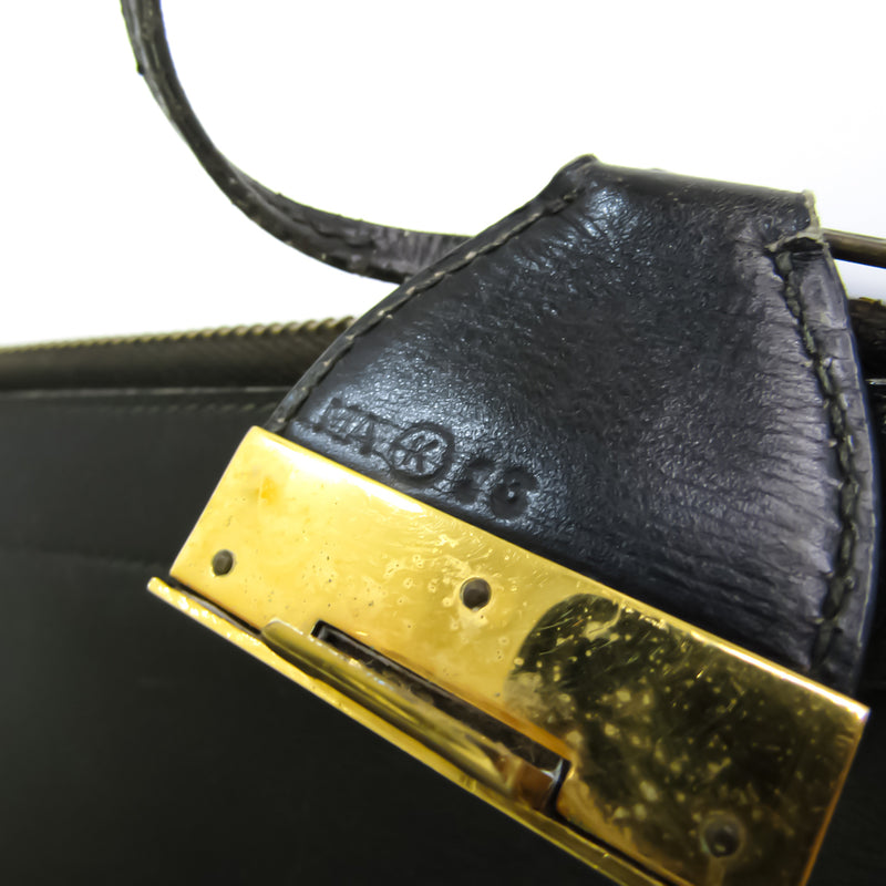 Hermes Unisex Box Calf Leather Clutch Bag Black