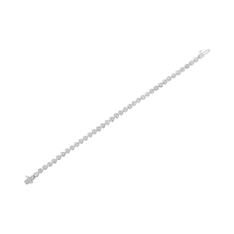 .925 Sterling Silver 1/3 Cttw Miracle-Set Diamond Heart Link Bracelet (I-J Color, I2-I3 Clarity) - 7.25"