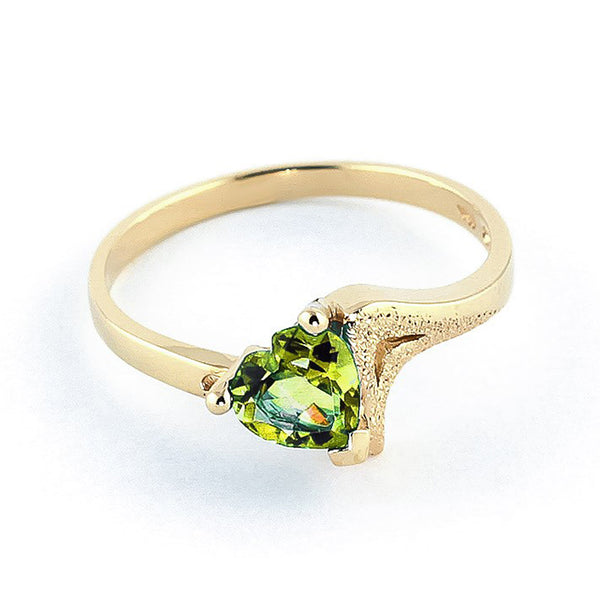 0.6 Carat 14K Solid Yellow Gold Ring Natural Peridot