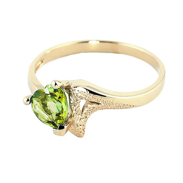 0.6 Carat 14K Solid Yellow Gold Ring Natural Peridot