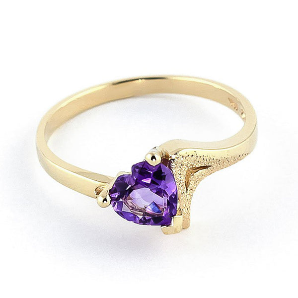 0.75 Carat 14K Solid Yellow Gold Ring Natural Purple Amethyst