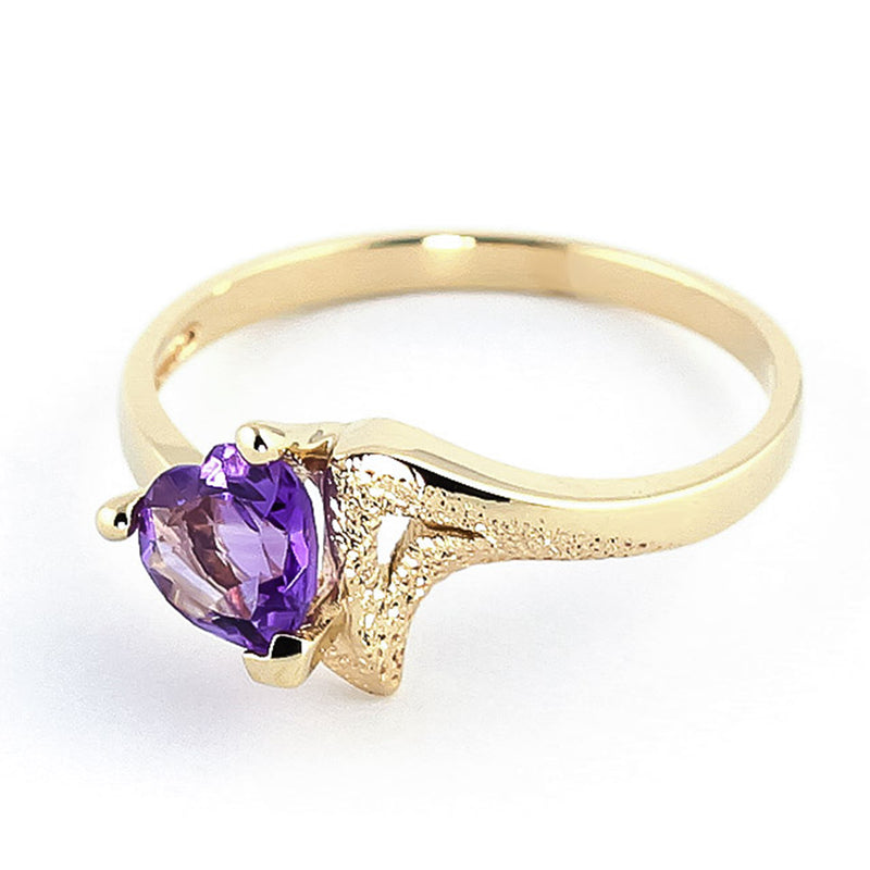 0.75 Carat 14K Solid Yellow Gold Ring Natural Purple Amethyst