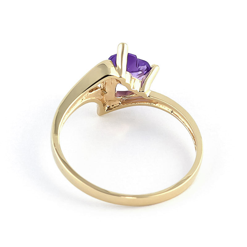 0.75 Carat 14K Solid Yellow Gold Ring Natural Purple Amethyst