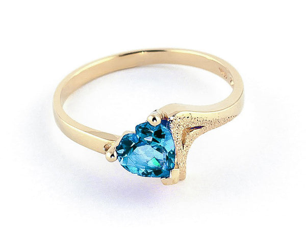 0.95 Carat 14K Solid Yellow Gold Ring Natural Blue Topaz