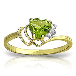 0.97 Carat 14K Solid Yellow Gold Ring Natural Diamond Peridot