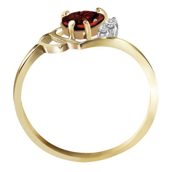 0.97 Carat 14K Solid Yellow Gold Ring Natural Diamond Garnet