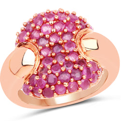 14K Rose Gold Plated 2.20 Carat Genuine Ruby Brass Ring