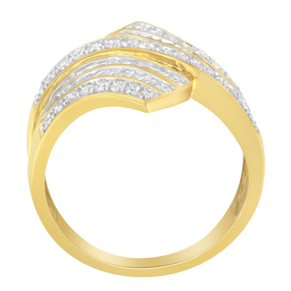 10K Yellow Gold Diamond Bypass Ring (1 1/7 Cttw, I-J Color, I1-I2 Clarity) - Size 5