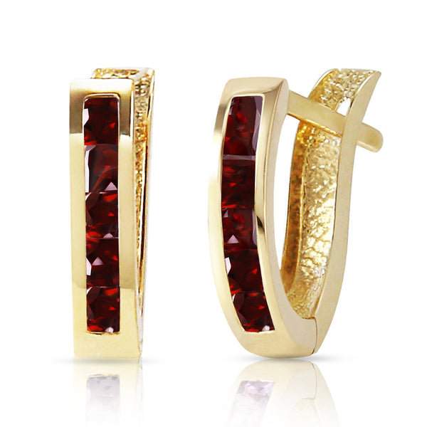 1.3 Carat 14K Solid Yellow Gold Oval Huggie Earrings Garnet