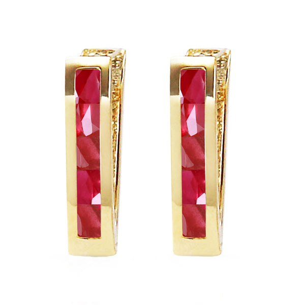 1.3 Carat 14K Solid Yellow Gold Oval Huggie Earrings Ruby