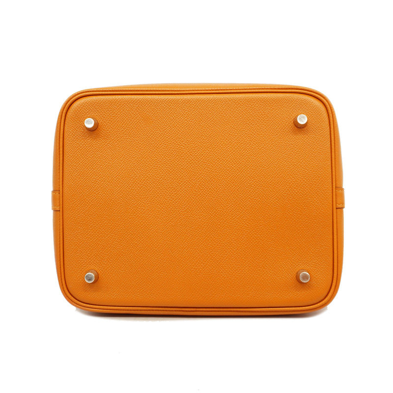 Auth Hermes Handbag Picotan Lock MM C Engraved Epson Gold / Kure / Black Silver Metal