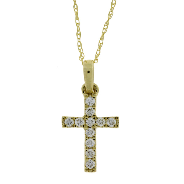 .11ct Diamond Cross Religious Pendant 14KT Yellow Gold