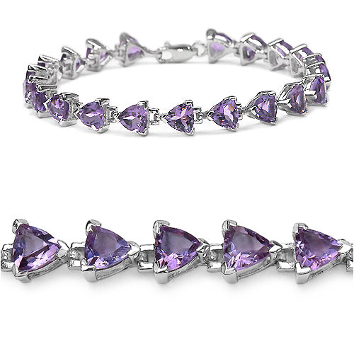 14.70 Carat Genuine Amethyst .925 Sterling Silver Bracelet