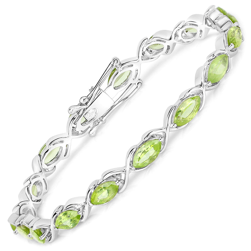 8.16 Carat Genuine Peridot .925 Sterling Silver Bracelet