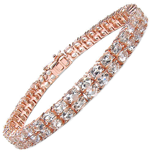 14K Rose Gold Plated 12.00 Carat Genuine Morganite .925 Sterling Silver Bracelet