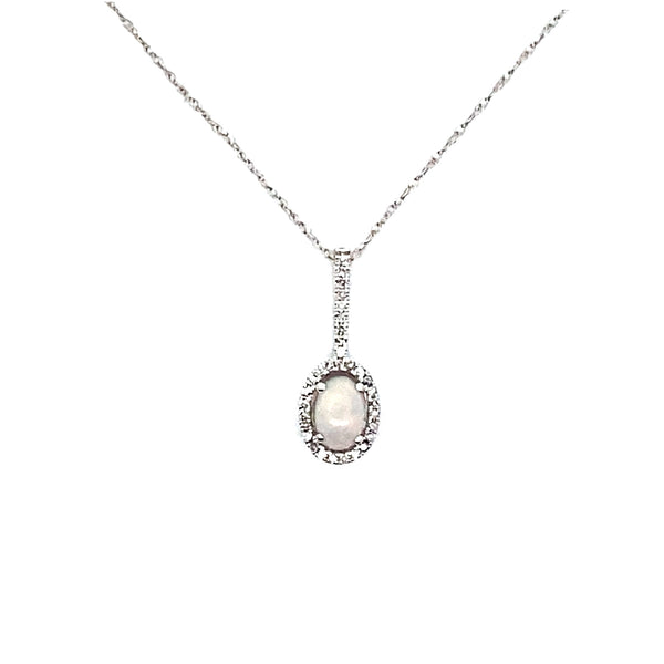 .10ct Opal Diamond Fashion Pendants 10KT White Gold