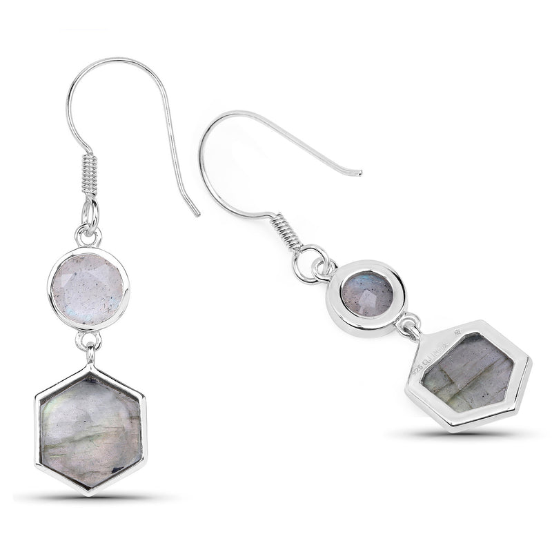 10.74 Carat Genuine Labradorite .925 Sterling Silver Earrings