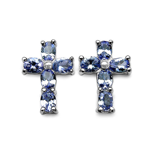 1.70 Carat Genuine Tanzanite .925 Sterling Silver Earrings