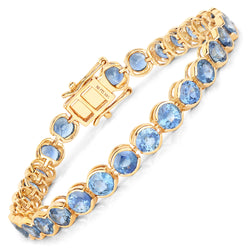 19.50 Carat Genuine Blue Sapphire 14K Yellow Gold Bracelet