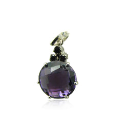 18K Solid Gold Amethyst Pendant Women Fashion Handmade Jewelry
