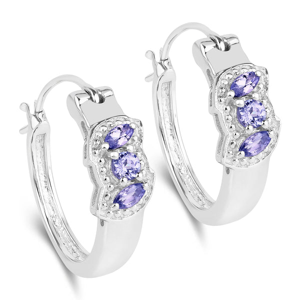 0.52 Carat Genuine Tanzanite .925 Sterling Silver Earrings