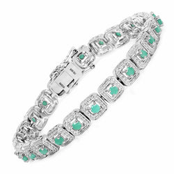 2.40 Carat Genuine Emerald .925 Sterling Silver Bracelet