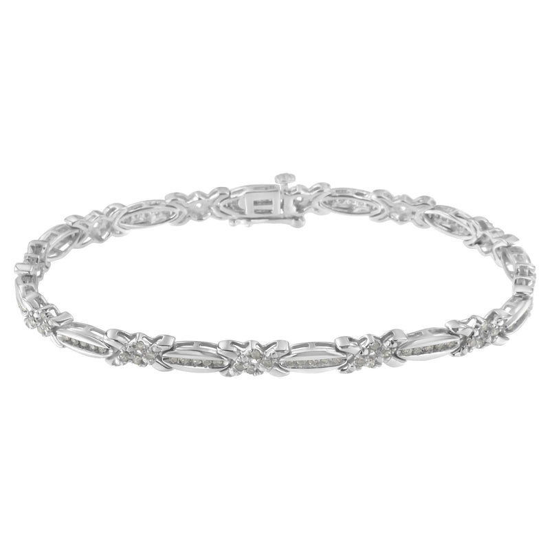 Sterling Silver Diamond X-Link Tennis Bracelet (1 cttw, I-J Color, I3 Clarity)