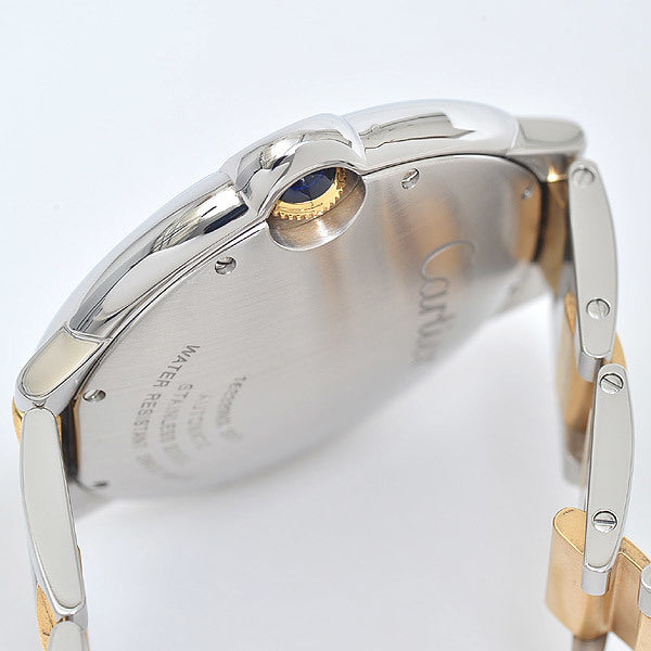 Cartier Baron Blue LM Combination Silver Dial K18YG Stainless Steel Automatic W69009Z3 Mens Watch