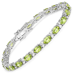 9.91 Carat Genuine Peridot and White Topaz .925 Sterling Silver Bracelet