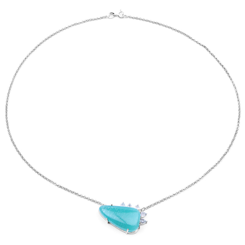 13.41 Carat Genuine Amazonite And White Topaz .925 Sterling Silver Pendant