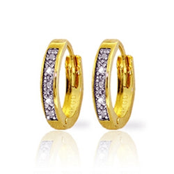 0.02 Carat 14K Solid Yellow Gold Hoop Huggie Earrings Natural Diamond