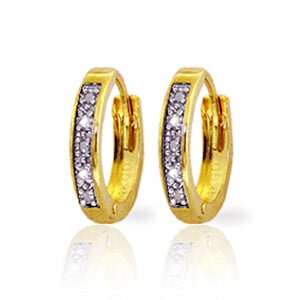 0.02 Carat 14K Solid Yellow Gold Hoop Huggie Earrings Natural Diamond