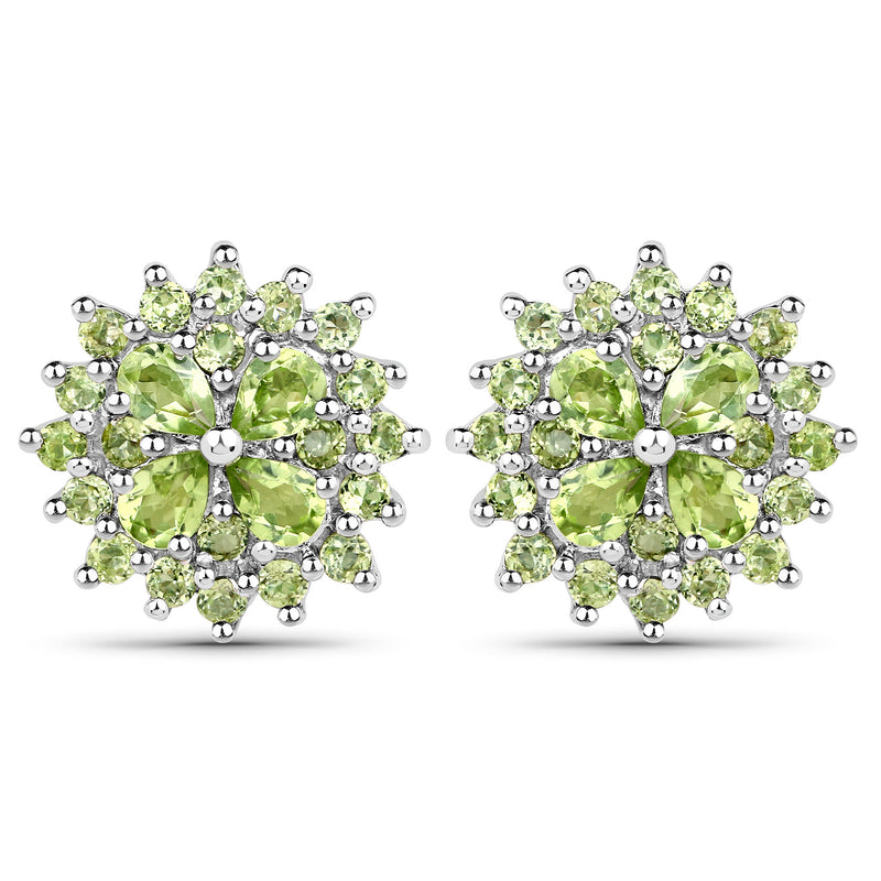 2.16 Carat Genuine Peridot and Peridot .925 Sterling Silver Earrings