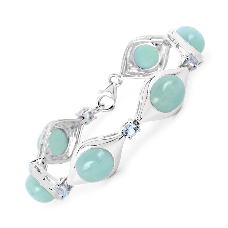 39.72 Carat Genuine Aquamarine .925 Sterling Silver Bracelet