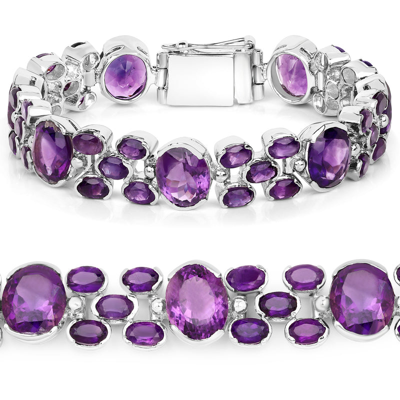 43.25 Carat Genuine Amethyst .925 Sterling Silver Bracelet