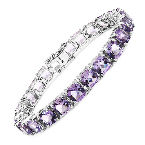 27.60 Carat Genuine Amethyst .925 Sterling Silver Bracelet