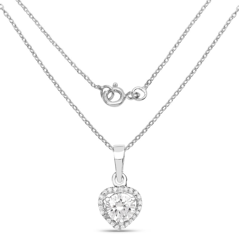 1.52 Carat Genuine White Cubic Zirconia .925 Sterling Silver Pendant