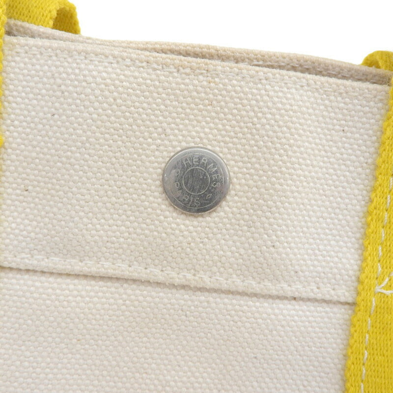 Hermes HERMES Bag Womens Mens Tote Handbag Bora PM Canvas Yellow Ivory