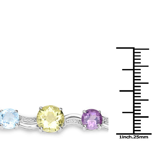 25.38 Carat Genuine Multi Stones .925 Sterling Silver Bracelet