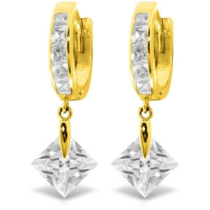 7.58 Carat 14K Solid Yellow Gold Dangling Cubic Zirconia Hoop Earrings