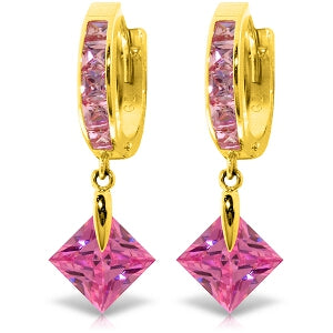 7.58 Carat 14K Solid Yellow Gold Marlena Pink Zirconia Earrings