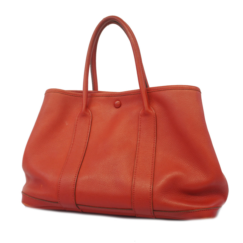 Auth Hermes Garden Party TPM  J Engraved Vermilion Red Womens Handbag