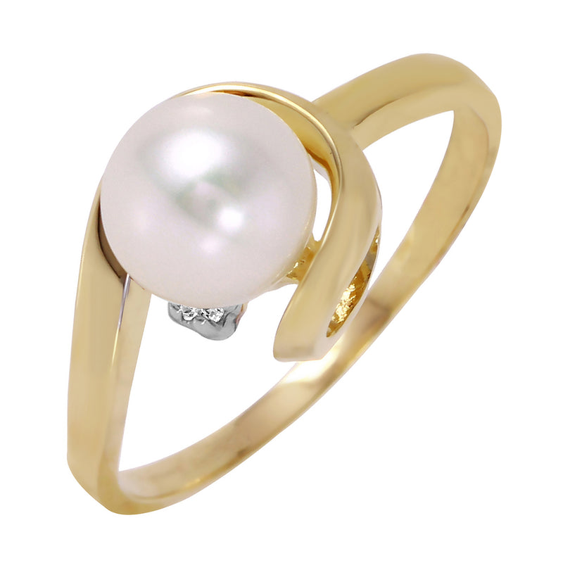 1.01 Carat 14K Solid Yellow Gold Ring Natural Diamond Pearl