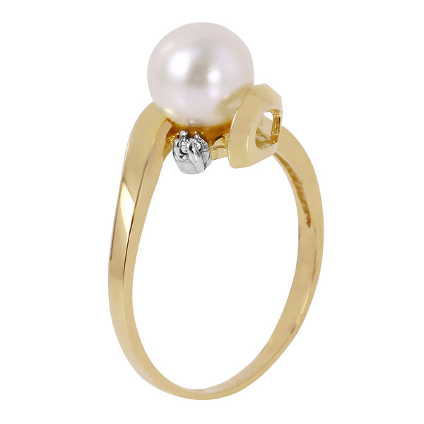 1.01 Carat 14K Solid Yellow Gold Ring Natural Diamond Pearl