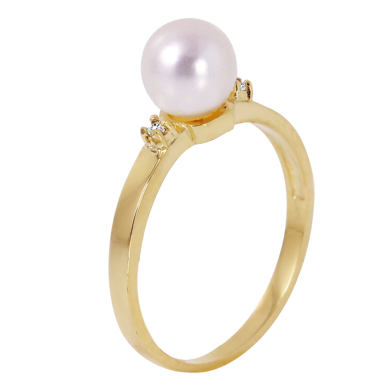 1.02 Carat 14K Solid Yellow Gold Ring Diamond Pearl