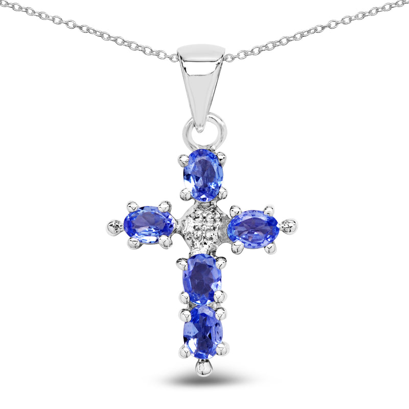 0.85 Carat Genuine Tanzanite .925 Sterling Silver Pendant