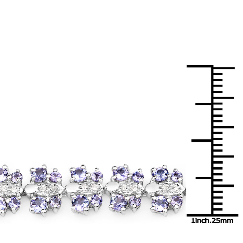 7.02 Carat Genuine Tanzanite and White Sapphire .925 Sterling Silver Bracelet