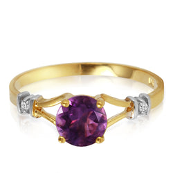 0.92 Carat 14K Solid Yellow Gold Kept Secrets Amethyst Diamond Ring