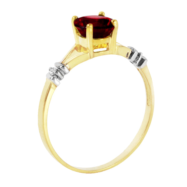 1.07 Carat 14K Solid Yellow Gold Garnet Rules Garnet Diamond Ring